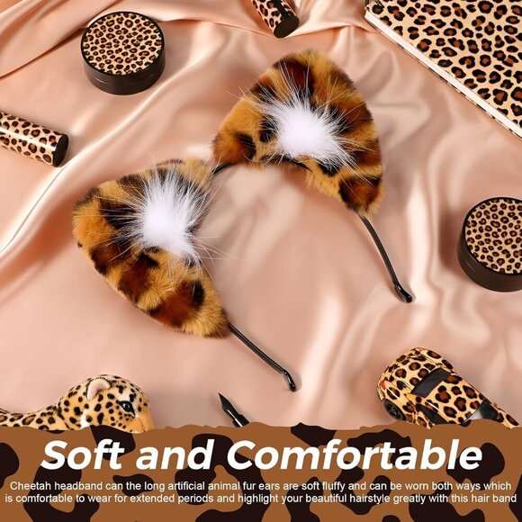Women\'s Faux Fur Cheetah Headband for Halloween Cosplay Party Accessory main image 5